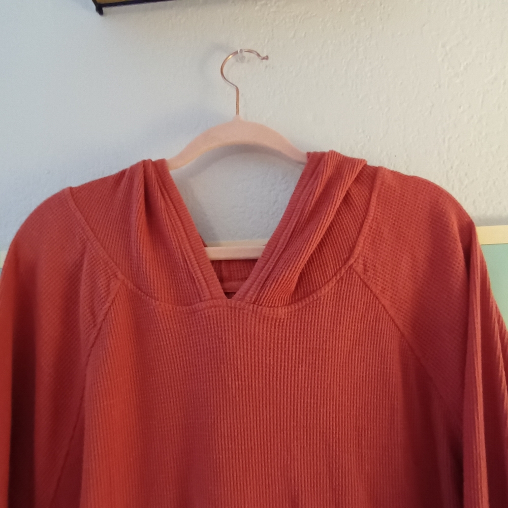 Woman Within Waffle Knit Light Hoodie 2X Orange / Red - Picture 3 of 6